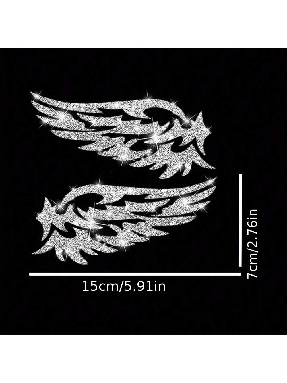 1pc Wing Shaped Glitter Sticker, Suitable For Cars, Trucks, Motorcycles, Windows And Glass, Shiny Sticker Can Cover Scratches, Easy To Use, Can Be Easily Removed Without Leaving Glue Residue When Chan