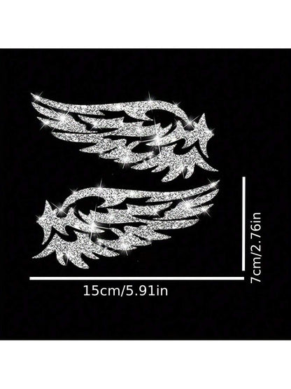 1pc Wing Shaped Glitter Sticker, Suitable For Cars, Trucks, Motorcycles, Windows And Glass, Shiny Sticker Can Cover Scratches, Easy To Use, Can Be Easily Removed Without Leaving Glue Residue When Chan
