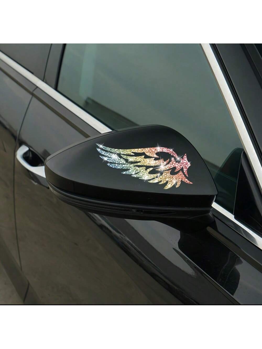 1pc Wing Shaped Glitter Sticker, Suitable For Cars, Trucks, Motorcycles, Windows And Glass, Shiny Sticker Can Cover Scratches, Easy To Use, Can Be Easily Removed Without Leaving Glue Residue When Chan