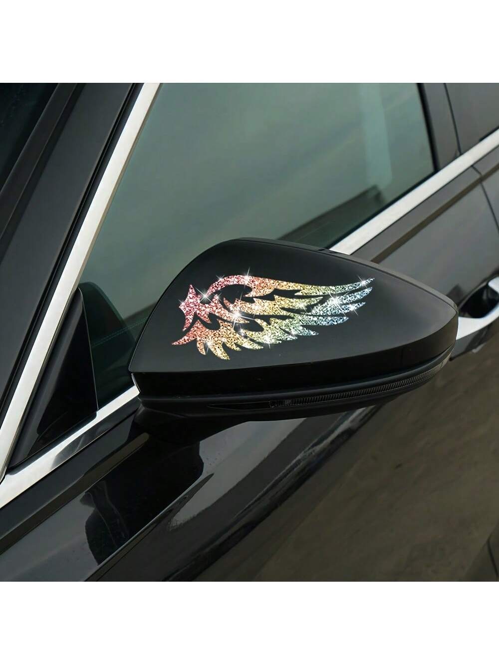 1pc Wing Shaped Glitter Sticker, Suitable For Cars, Trucks, Motorcycles, Windows And Glass, Shiny Sticker Can Cover Scratches, Easy To Use, Can Be Easily Removed Without Leaving Glue Residue When Chan