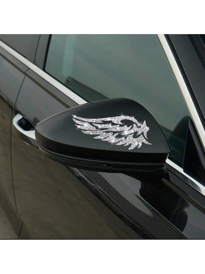 1pc Wing Shaped Glitter Sticker, Suitable For Cars, Trucks, Motorcycles, Windows And Glass, Shiny Sticker Can Cover Scratches, Easy To Use, Can Be Easily Removed Without Leaving Glue Residue When Chan
