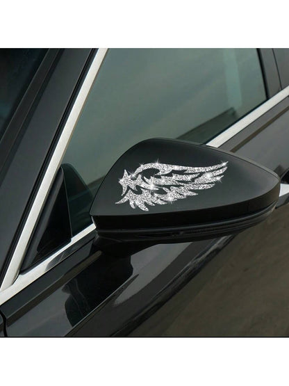 1pc Wing Shaped Glitter Sticker, Suitable For Cars, Trucks, Motorcycles, Windows And Glass, Shiny Sticker Can Cover Scratches, Easy To Use, Can Be Easily Removed Without Leaving Glue Residue When Chan