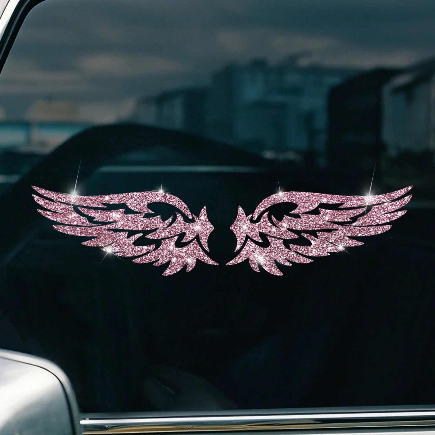 1pc Wing Shaped Glitter Sticker, Suitable For Cars, Trucks, Motorcycles, Windows And Glass, Shiny Sticker Can Cover Scratches, Easy To Use, Can Be Easily Removed Without Leaving Glue Residue When Chan