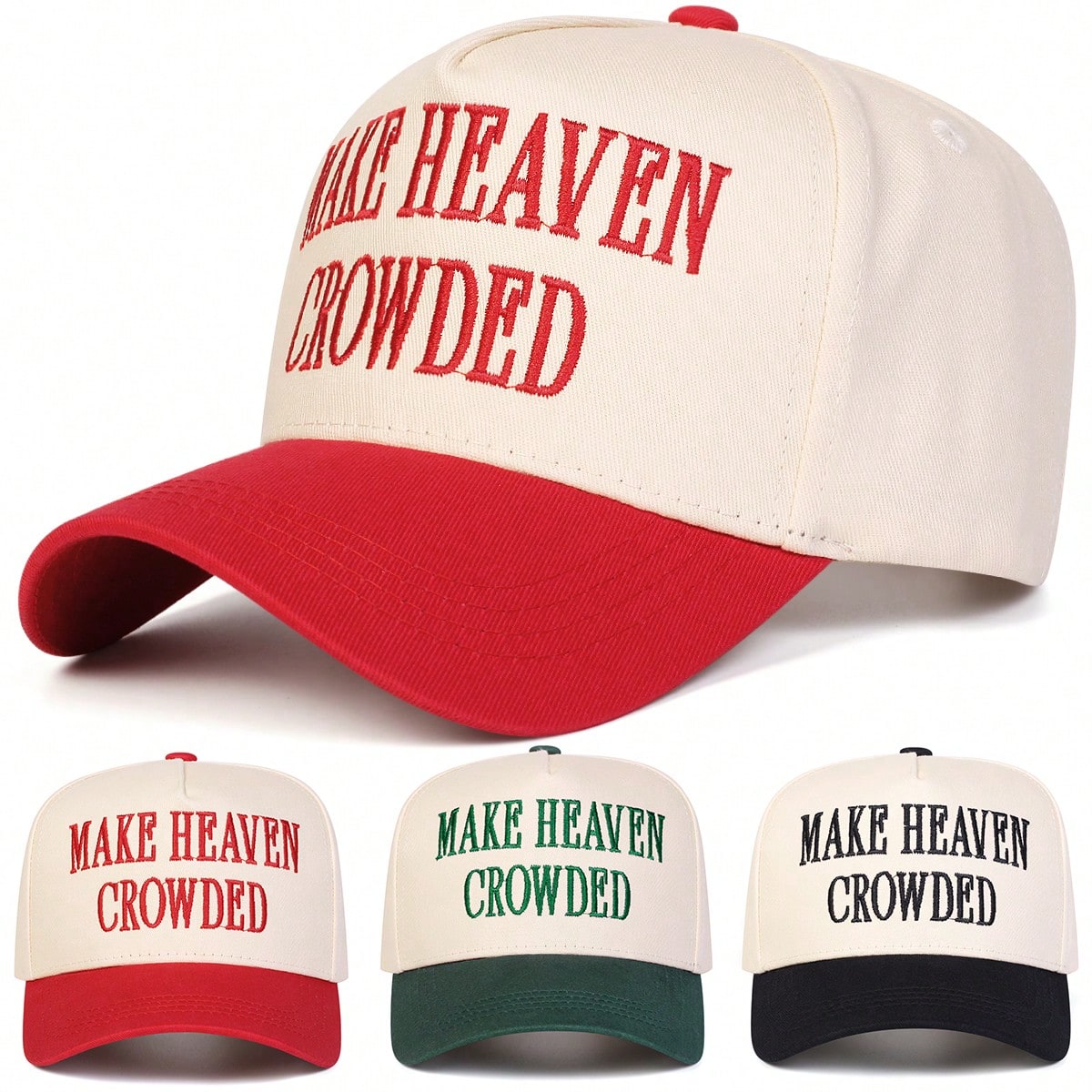 1pc Women's AKE HEAVEN CROWDED Trucker Hat, Personalized Letter Embroidery Baseball Cap, Street Fashion 5-Panel Hat, Outdoor Sun Protection Casual Hat For Spring/Autumn Travel, Beach Vacation
