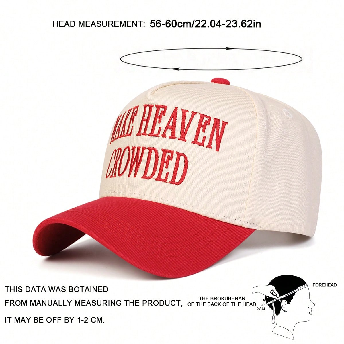 1pc Women's AKE HEAVEN CROWDED Trucker Hat, Personalized Letter Embroidery Baseball Cap, Street Fashion 5-Panel Hat, Outdoor Sun Protection Casual Hat For Spring/Autumn Travel, Beach Vacation