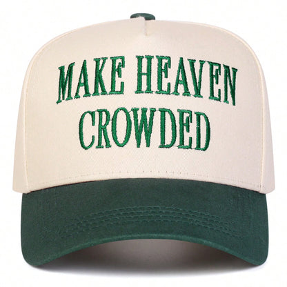 1pc Women's AKE HEAVEN CROWDED Trucker Hat, Personalized Letter Embroidery Baseball Cap, Street Fashion 5-Panel Hat, Outdoor Sun Protection Casual Hat For Spring/Autumn Travel, Beach Vacation