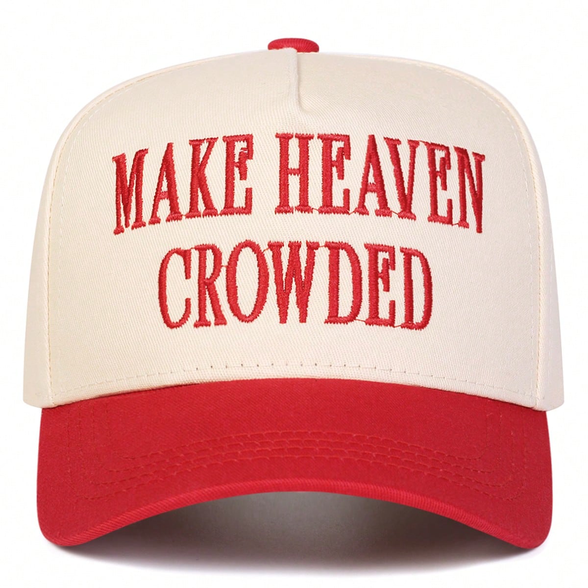 1pc Women's AKE HEAVEN CROWDED Trucker Hat, Personalized Letter Embroidery Baseball Cap, Street Fashion 5-Panel Hat, Outdoor Sun Protection Casual Hat For Spring/Autumn Travel, Beach Vacation