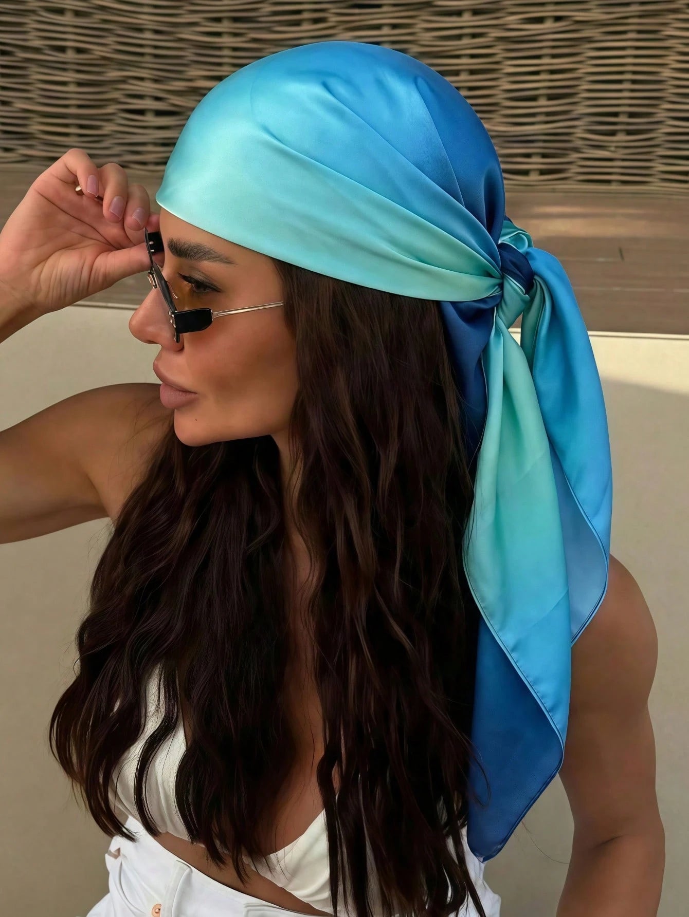 1pc Women's Casual Solid Ombre Color Bandana/Headwrap, Minimalist Spring/Summer Accessory, Suitable For Vacation, Beach Party, Street Fashion