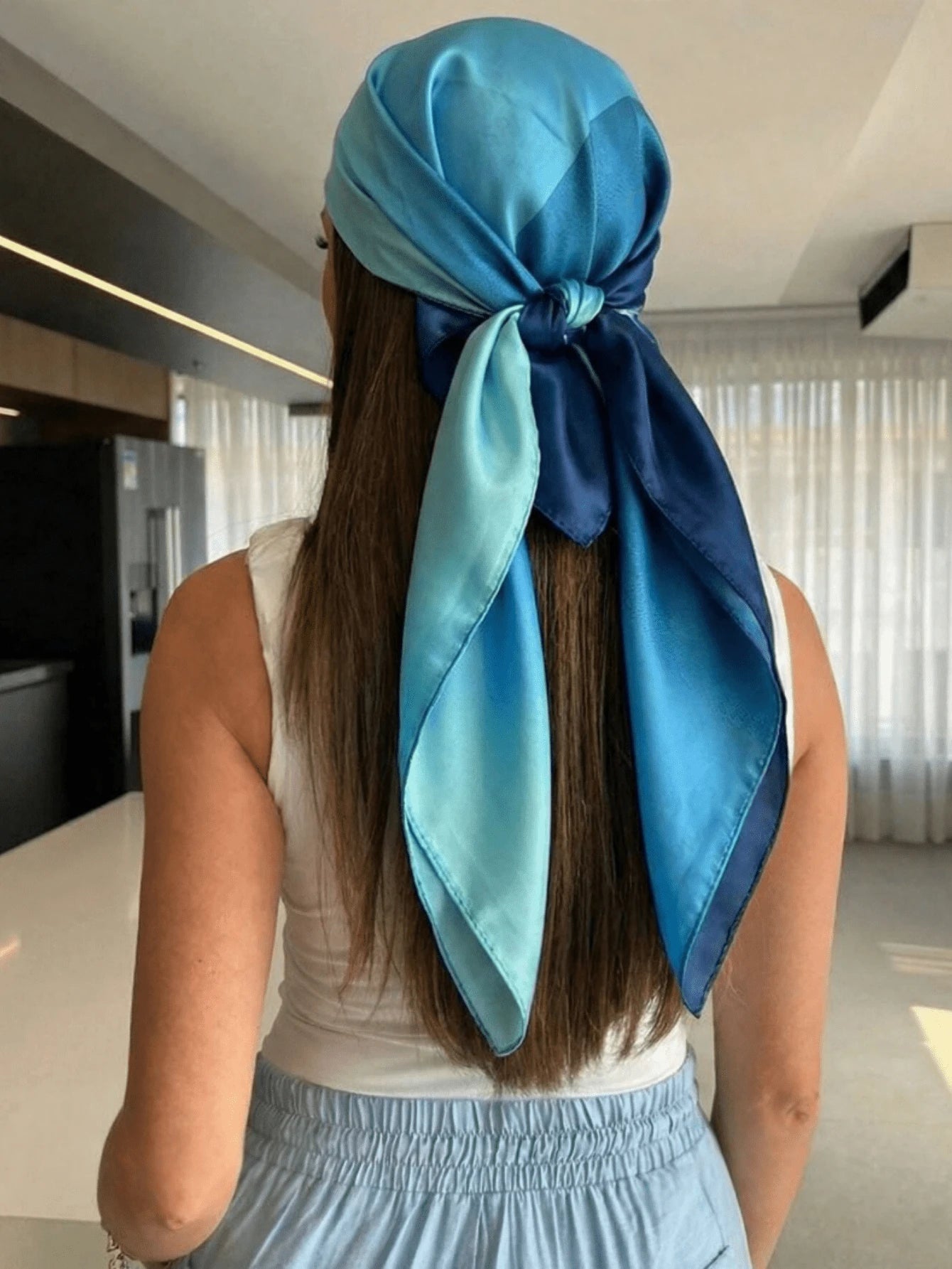 1pc Women's Casual Solid Ombre Color Bandana/Headwrap, Minimalist Spring/Summer Accessory, Suitable For Vacation, Beach Party, Street Fashion