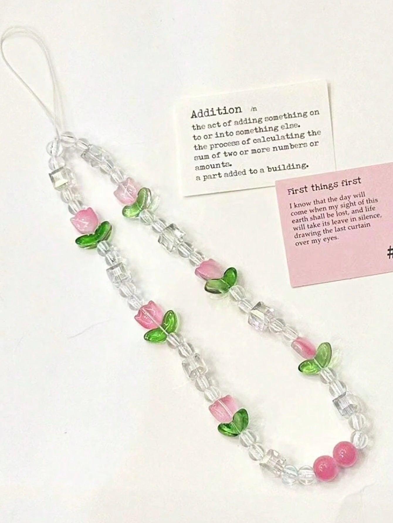 1pc Women's Cute Crystal Tulip Flower Phone Lanyard, Suitable For Phone Accessories, Birthday Gift, Halloween (Some Bead Colors Random, Due To Batch Differences, Individual Accessories May Vary)