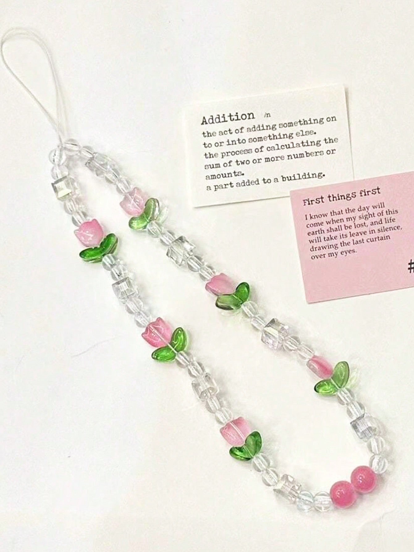 1pc Women's Cute Crystal Tulip Flower Phone Lanyard, Suitable For Phone Accessories, Birthday Gift, Halloween (Some Bead Colors Random, Due To Batch Differences, Individual Accessories May Vary)