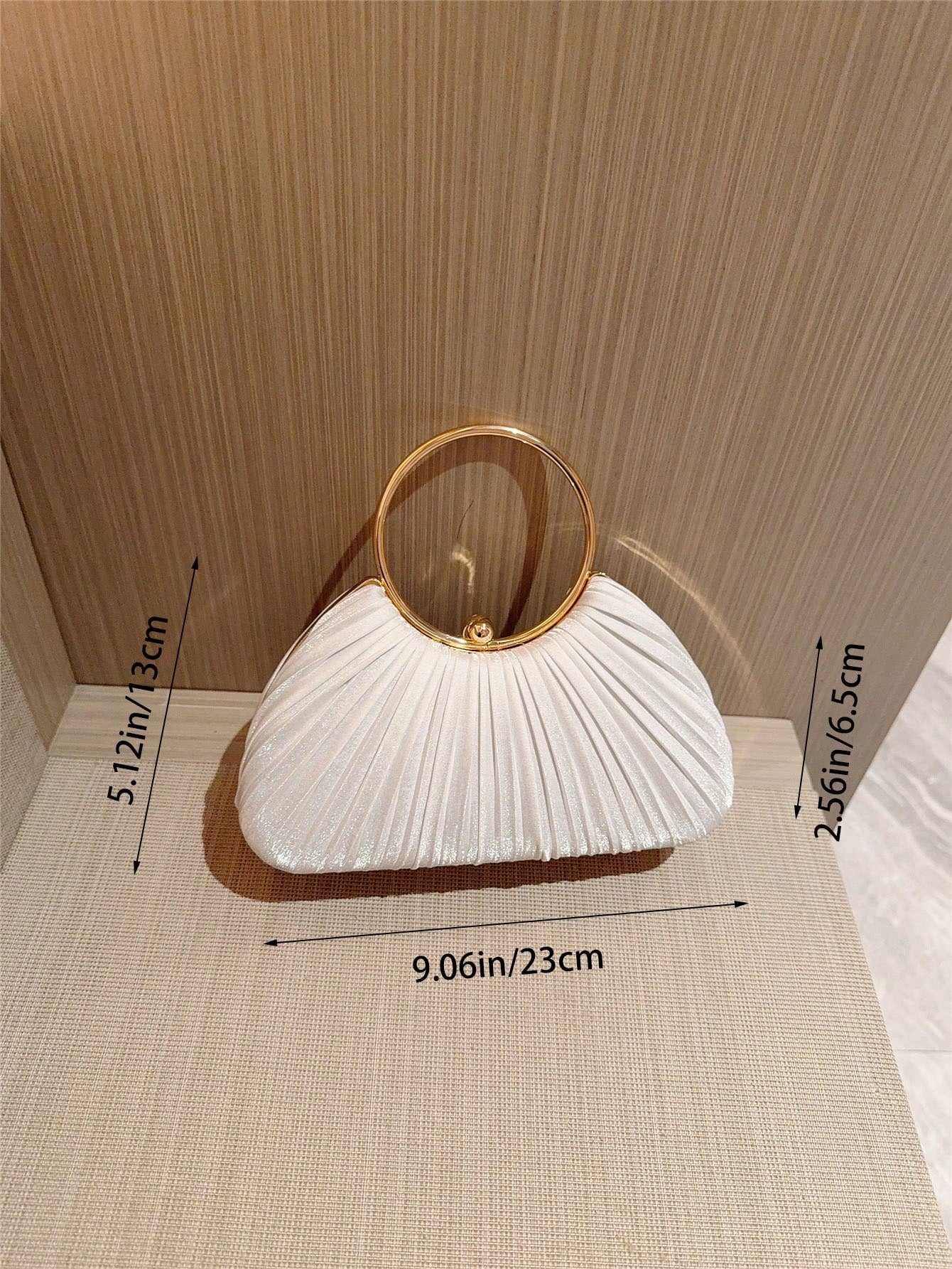 1pc Women's Elegant Box-Shaped Pleated Design Clutch Bag- Luxurious Glitter Bracelet Handle Formal Party Handbag, Bride, Wedding Items