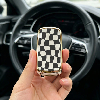 1pieza Car Key Case-Modern Print,Suitable For Jetta Mk6, Polo Mk5, Golf Mk6, Tiguan Mk1, Passat B7, Passat NMS, Caddy Mk3, Beetle, Amarok, Touran Mk1. Advanced Soft-Touch, Does Not Block Signal, Unise