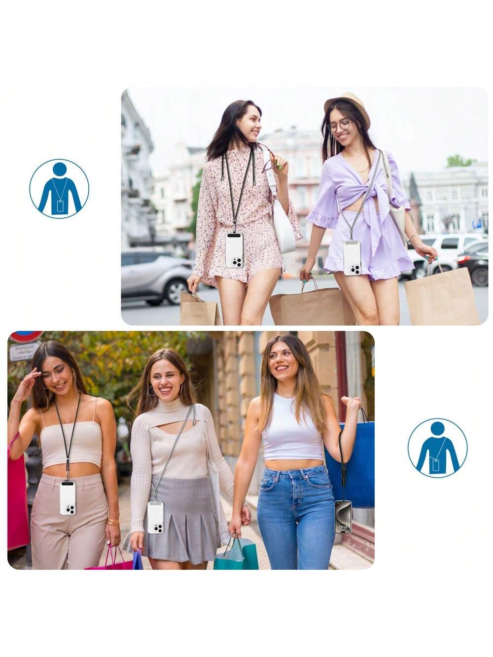 1set Minimalist Style Phone Lanyard, Wristlet, Detachable Crossbody Phone Strap, Outdoor Anti-Lost Durable Wrist Strap, Key Chain Black