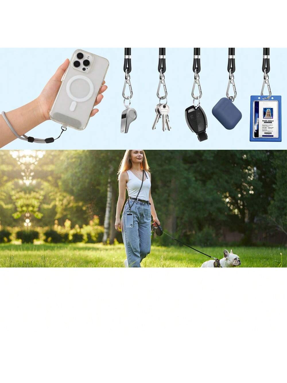 1set Minimalist Style Phone Lanyard, Wristlet, Detachable Crossbody Phone Strap, Outdoor Anti-Lost Durable Wrist Strap, Key Chain Black