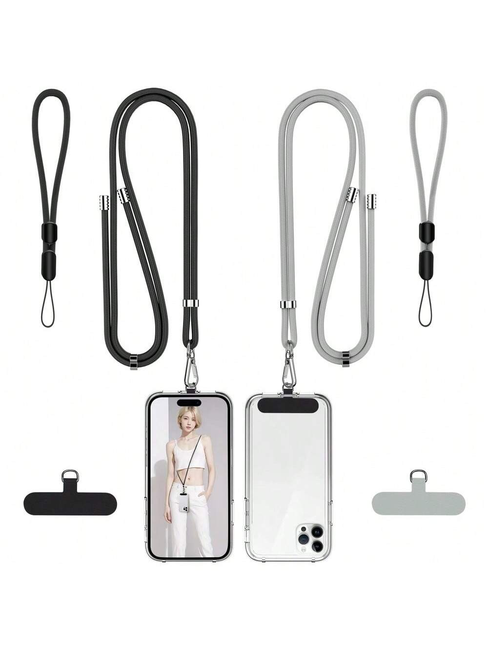1set Minimalist Style Phone Lanyard, Wristlet, Detachable Crossbody Phone Strap, Outdoor Anti-Lost Durable Wrist Strap, Key Chain Black