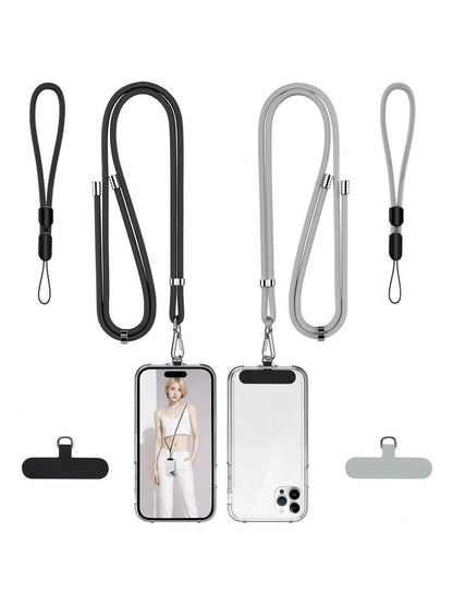 1set Minimalist Style Phone Lanyard, Wristlet, Detachable Crossbody Phone Strap, Outdoor Anti-Lost Durable Wrist Strap, Key Chain Black