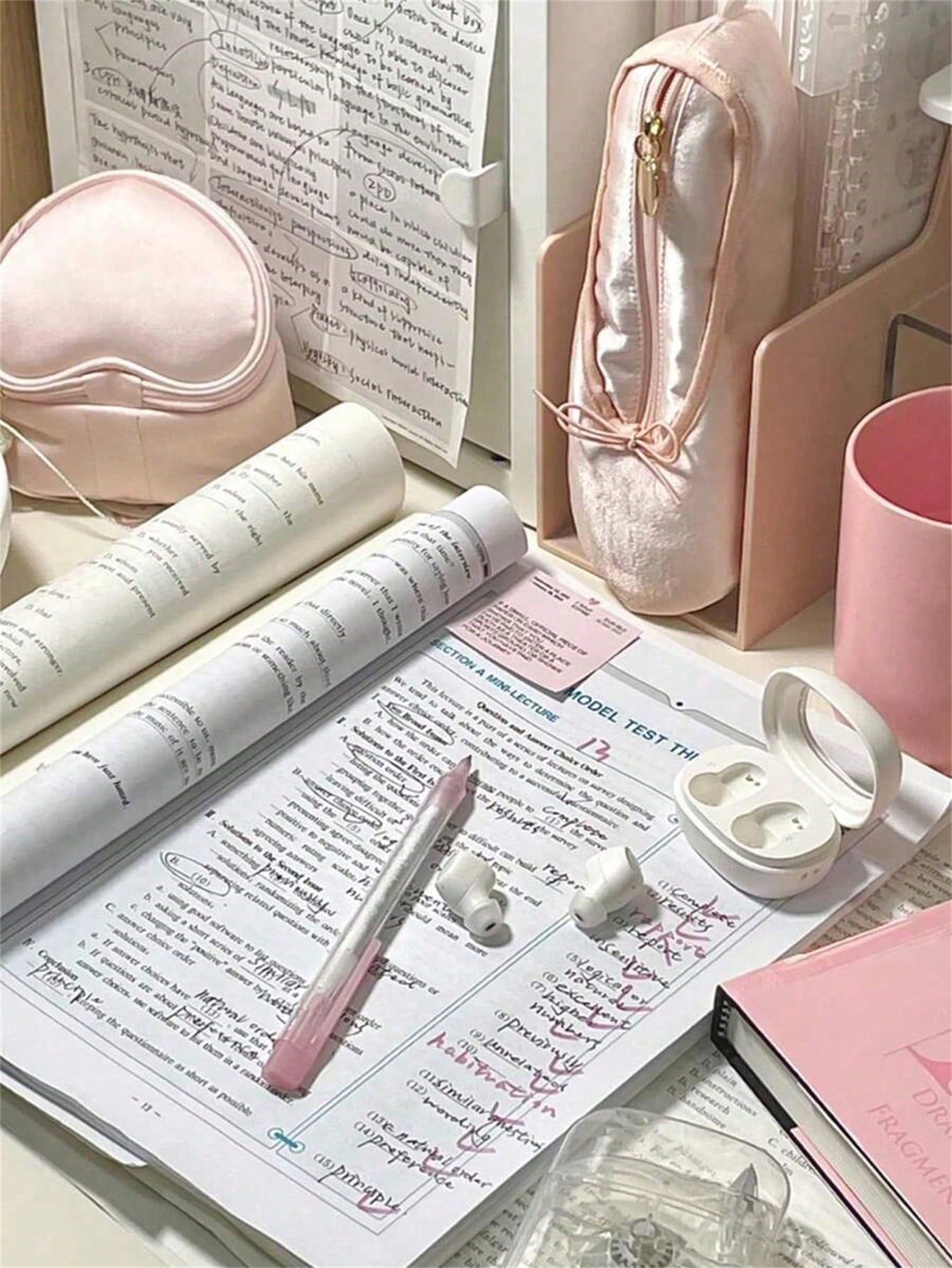 2/1pc Cute Pink Satin Ballet Shoe Shaped Makeup Bag Mini Zipper Cosmetic Pouch Bow Decor Small Lipstick Jewelry Storage Purse Portable Travel Beauty Accessory