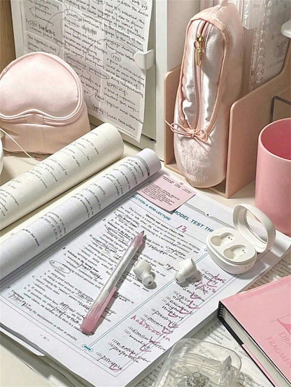 2/1pc Cute Pink Satin Ballet Shoe Shaped Makeup Bag Mini Zipper Cosmetic Pouch Bow Decor Small Lipstick Jewelry Storage Purse Portable Travel Beauty Accessory
