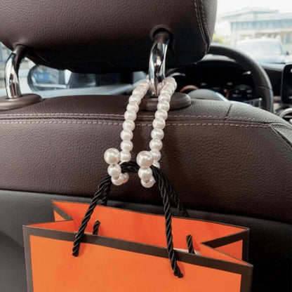 2/1pc Pearl Car Seat Back Hook, Universal Storage Organizer Hook, Car Interior Accessory