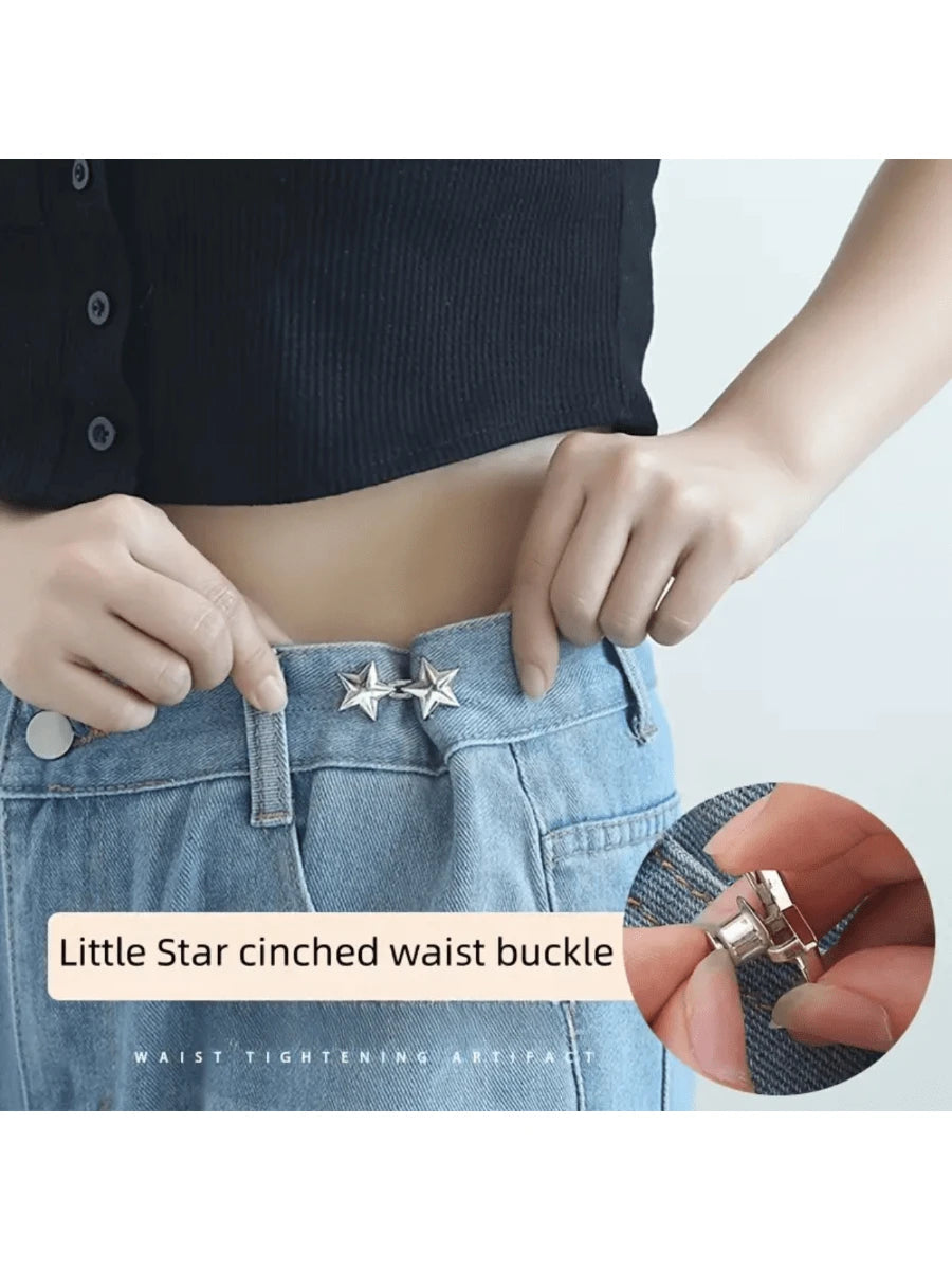 2/3/4/6Pairs Small Star Waist Buckle, Detachable No-Nail Waist Button For Jeans- Waist Reduction Tool- Stitch-Free Waist Adjustment- Improve Waistline Effortlessly