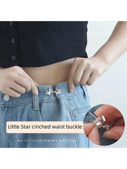 2/3/4/6Pairs Small Star Waist Buckle, Detachable No-Nail Waist Button For Jeans- Waist Reduction Tool- Stitch-Free Waist Adjustment- Improve Waistline Effortlessly