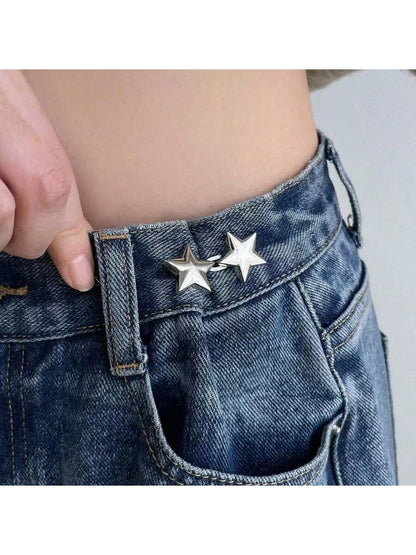 2/3/4/6Pairs Small Star Waist Buckle, Detachable No-Nail Waist Button For Jeans- Waist Reduction Tool- Stitch-Free Waist Adjustment- Improve Waistline Effortlessly