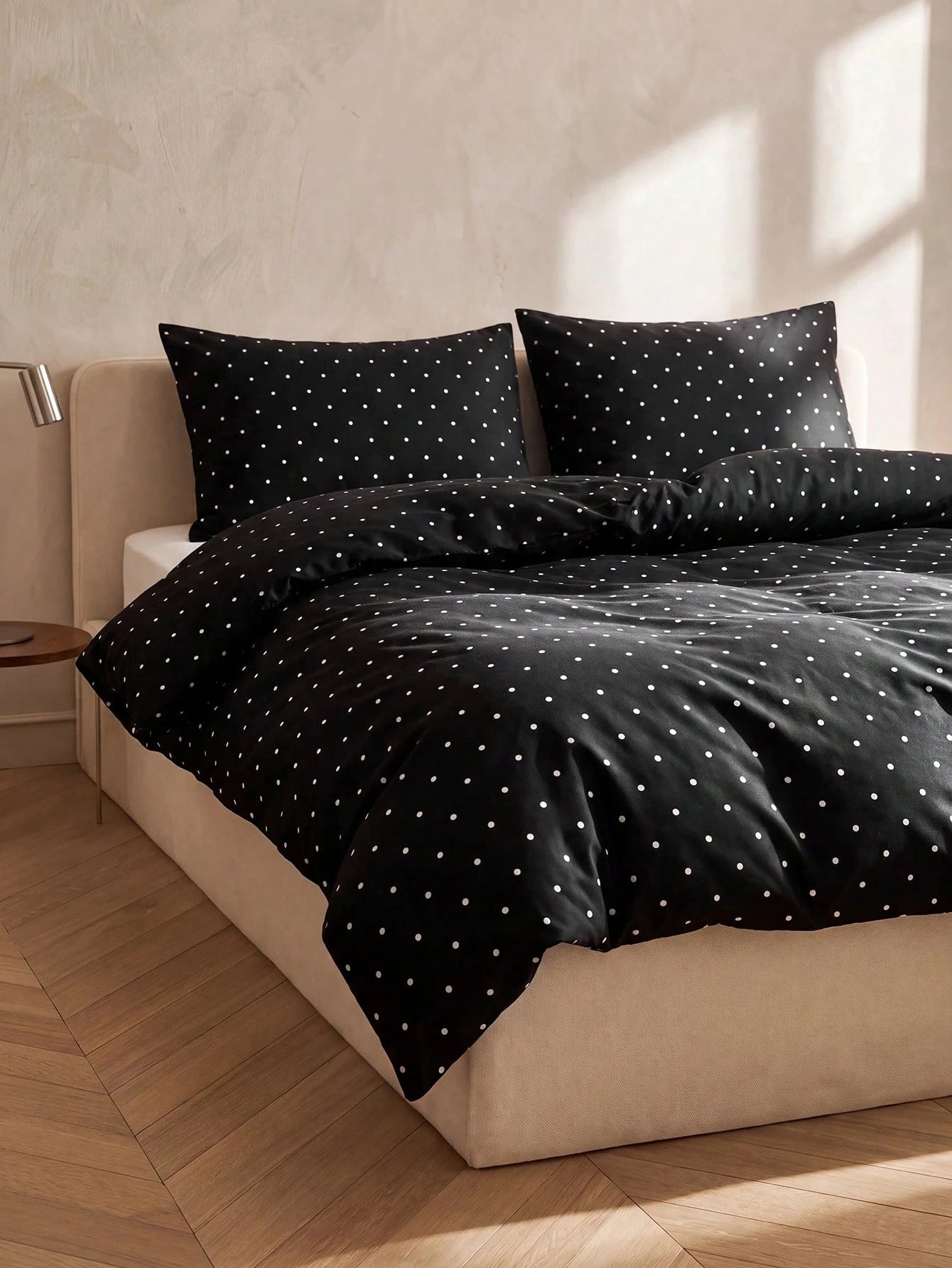 2/3pcs Minimalist Black & White Polka Dot Print Duvet Cover Set (No Duvet Insert), Soft & Breathable All-Season Bedding (1pc*Duvet Cover + 1/2pcs*Pillowcases, No Pillow Inserts), Soft Dual-Color Beddi