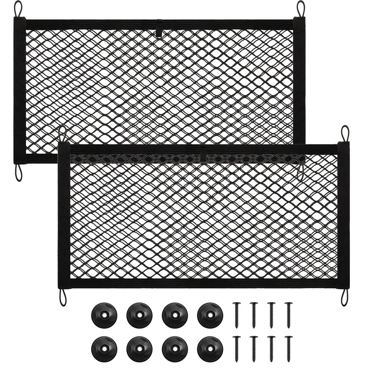 2/4/8Pcs 23.6'' X 9.8'' Universal Elastic Mesh Netting Car Pouch For Trunk RV Boats Home Cargo Storage With Screws And Hooks