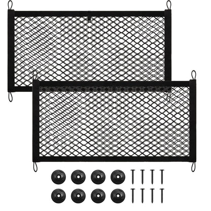 2/4/8Pcs 23.6'' X 9.8'' Universal Elastic Mesh Netting Car Pouch For Trunk RV Boats Home Cargo Storage With Screws And Hooks