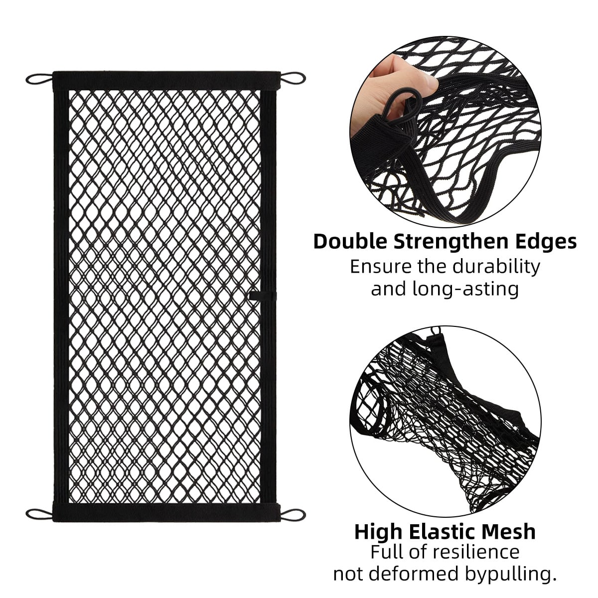 2/4/8Pcs 23.6'' X 9.8'' Universal Elastic Mesh Netting Car Pouch For Trunk RV Boats Home Cargo Storage With Screws And Hooks