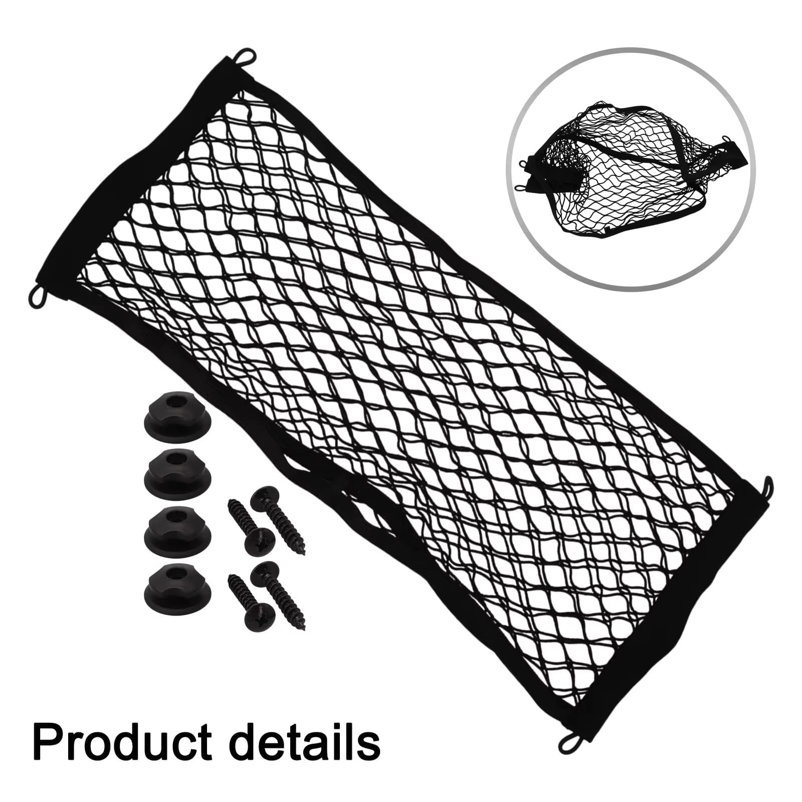 2/4/8Pcs 23.6'' X 9.8'' Universal Elastic Mesh Netting Car Pouch For Trunk RV Boats Home Cargo Storage With Screws And Hooks