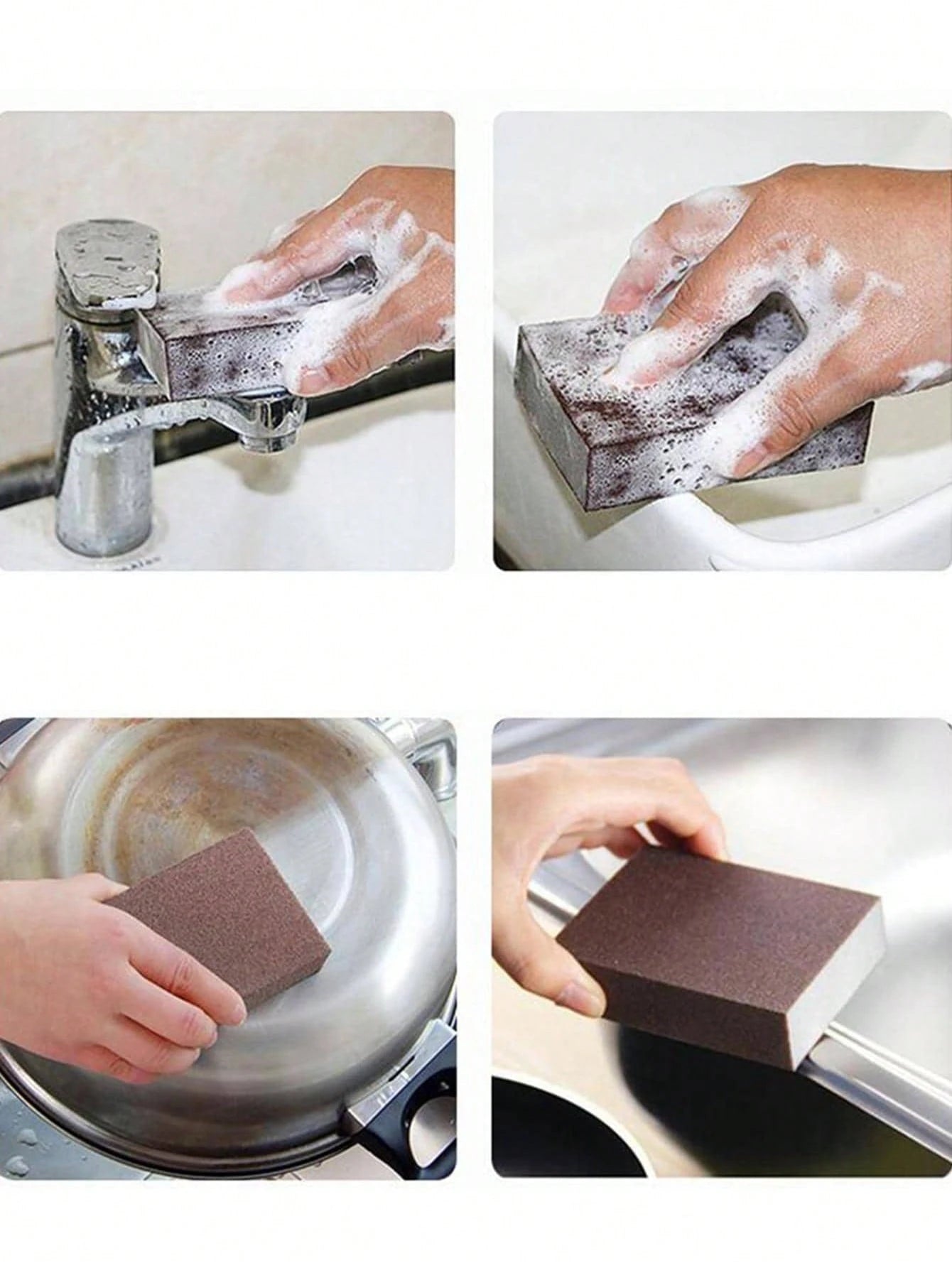 2/4pcs Magic Sponge Eraser Carborundum Removing Rust Cleaning Brush Descaling Clean Rub,Kitchen,Bathroom,Home,Household Suppliers