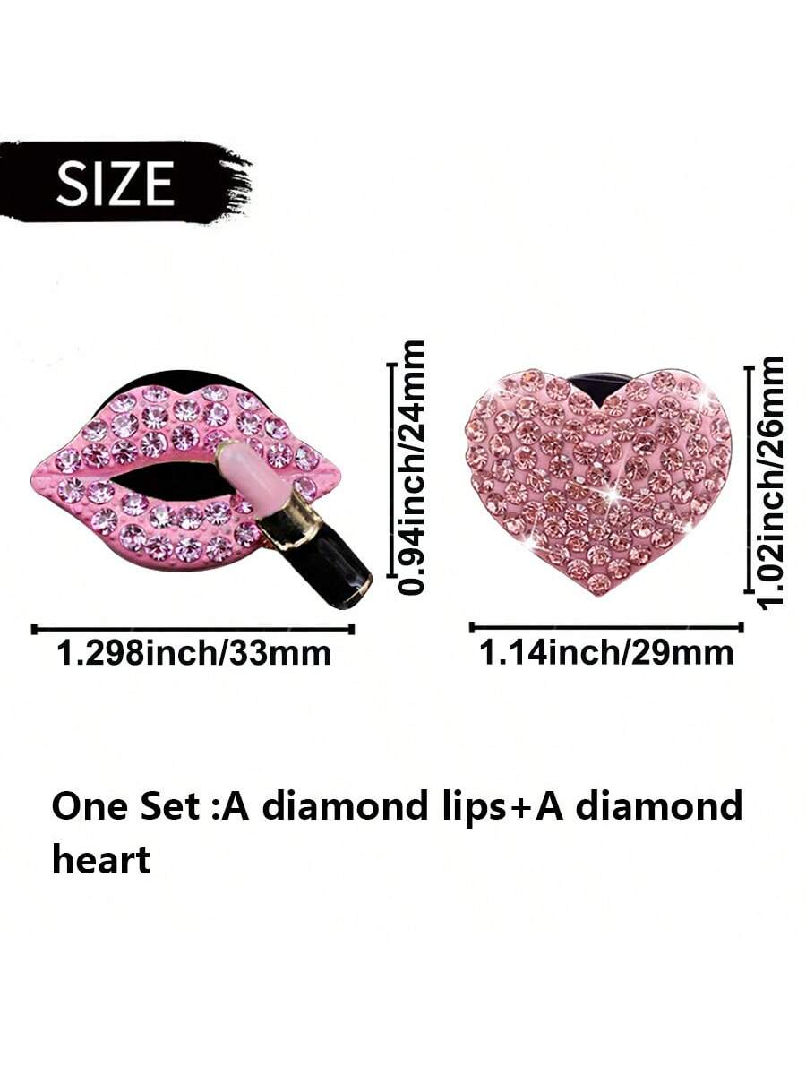 2/4pcs Rhinestone Heart & Lips Car Air Vent Aromatherapy Clip Decor, Car Interior Ornament, Car Fragrance Decoration