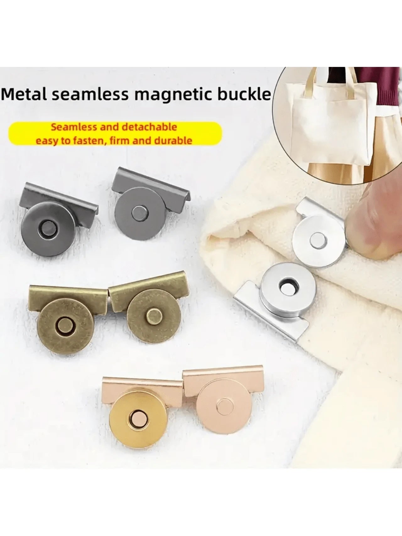 2/5/8/10/12/15Pairs Magnetic Alloy Snap Fasteners, 4 Colors- Seamless Closure For Handbags And Clothing- DIY Craft Supplies