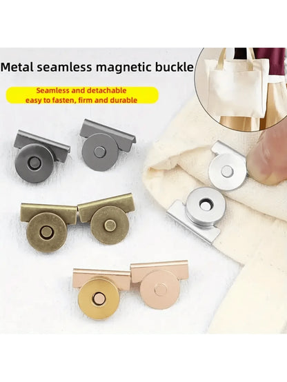 2/5/8/10/12/15Pairs Magnetic Alloy Snap Fasteners, 4 Colors- Seamless Closure For Handbags And Clothing- DIY Craft Supplies