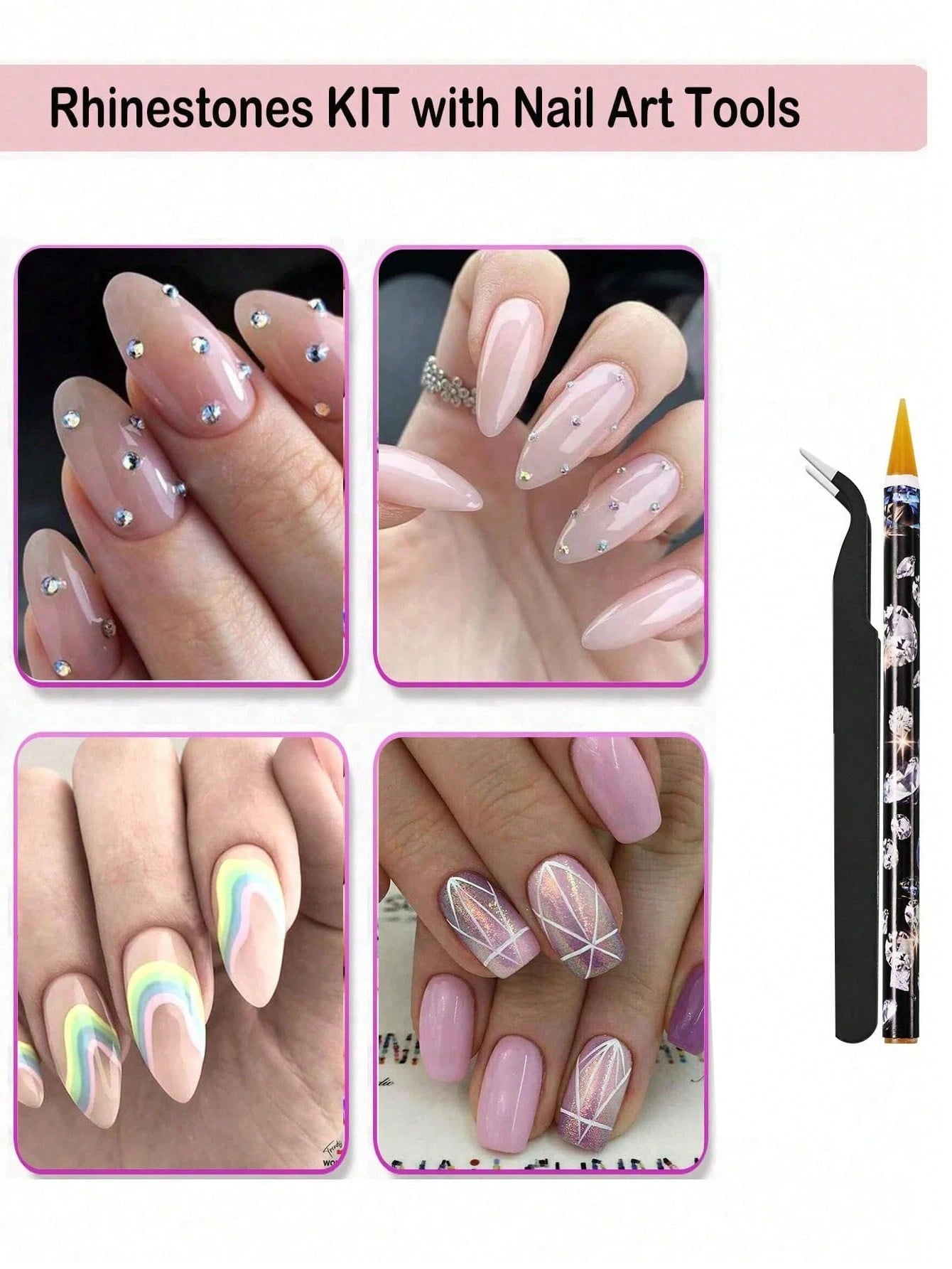 2 Boxes Face Gems, Nail Art Decorations, Multi-Color Flat Rhinestones, Includes Nail Tools And Dotting Pen, Suitable For Makeup, Nail Art, Body Hair Crafts, Nail Supplies Nails Nail Charms
