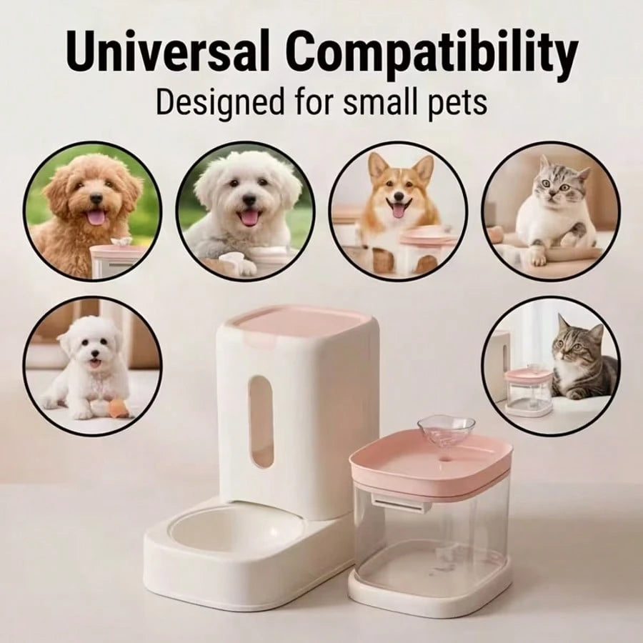 2-In-1 All-In-One Automatic Pet Feeder And Water Dispenser Set, 3.6L Automatic Food Dispenser, 1.8L Circulating Water Fountain, Super Quiet, Easy To Clean, Suitable For Cats And Small Dogs