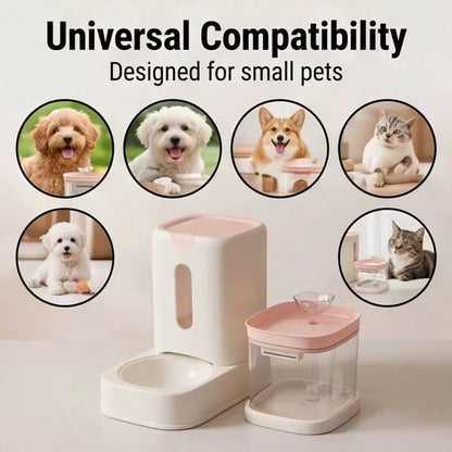 2-In-1 All-In-One Automatic Pet Feeder And Water Dispenser Set, 3.6L Automatic Food Dispenser, 1.8L Circulating Water Fountain, Super Quiet, Easy To Clean, Suitable For Cats And Small Dogs