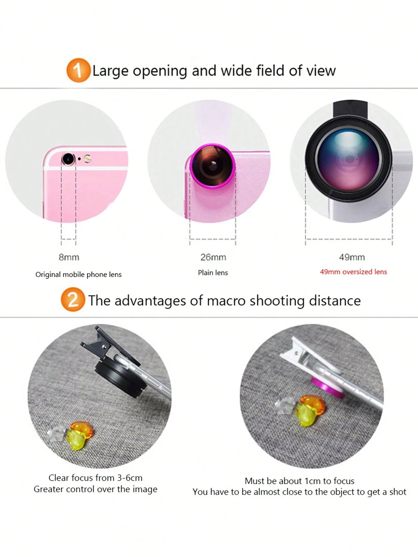 2 In 1 Phone Wide Angle Macro Clip Lens Compatible With Iphone Android Phone For Summer Vacation, Travel, Creative Photography Phone Accessories, Phone Lens