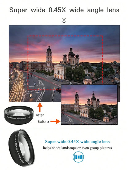 2 In 1 Phone Wide Angle Macro Clip Lens Compatible With Iphone Android Phone For Summer Vacation, Travel, Creative Photography Phone Accessories, Phone Lens
