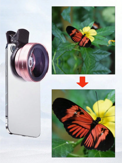 2 In 1 Phone Wide Angle Macro Clip Lens Compatible With Iphone Android Phone For Summer Vacation, Travel, Creative Photography Phone Accessories, Phone Lens