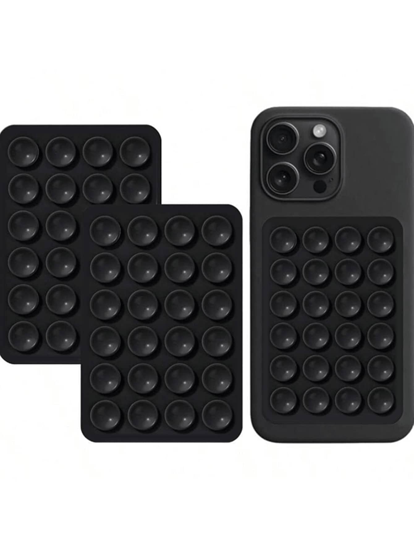 2 Packs Silicone Suction Phone Case Mount, Silicon Adhesive Suction Cup Phone Mount, Non Slip Sticky Phone Grip For Cellphone, Strong Grip Holder For Selfies And Videos (Black)