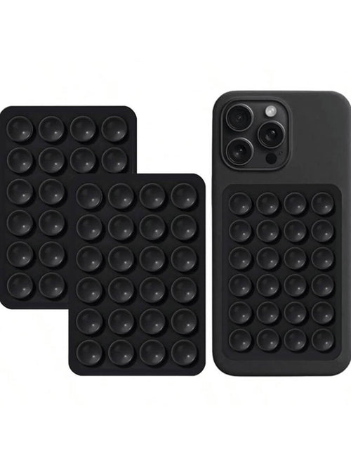 2 Packs Silicone Suction Phone Case Mount, Silicon Adhesive Suction Cup Phone Mount, Non Slip Sticky Phone Grip For Cellphone, Strong Grip Holder For Selfies And Videos (Black)