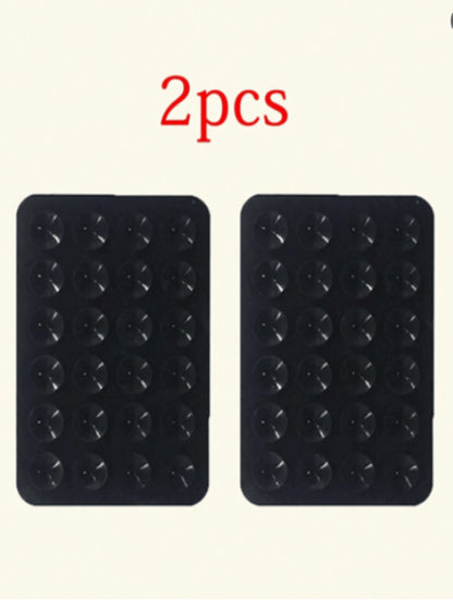 2 Packs Silicone Suction Phone Case Mount, Silicon Adhesive Suction Cup Phone Mount, Non Slip Sticky Phone Grip For Cellphone, Strong Grip Holder For Selfies And Videos (Black)