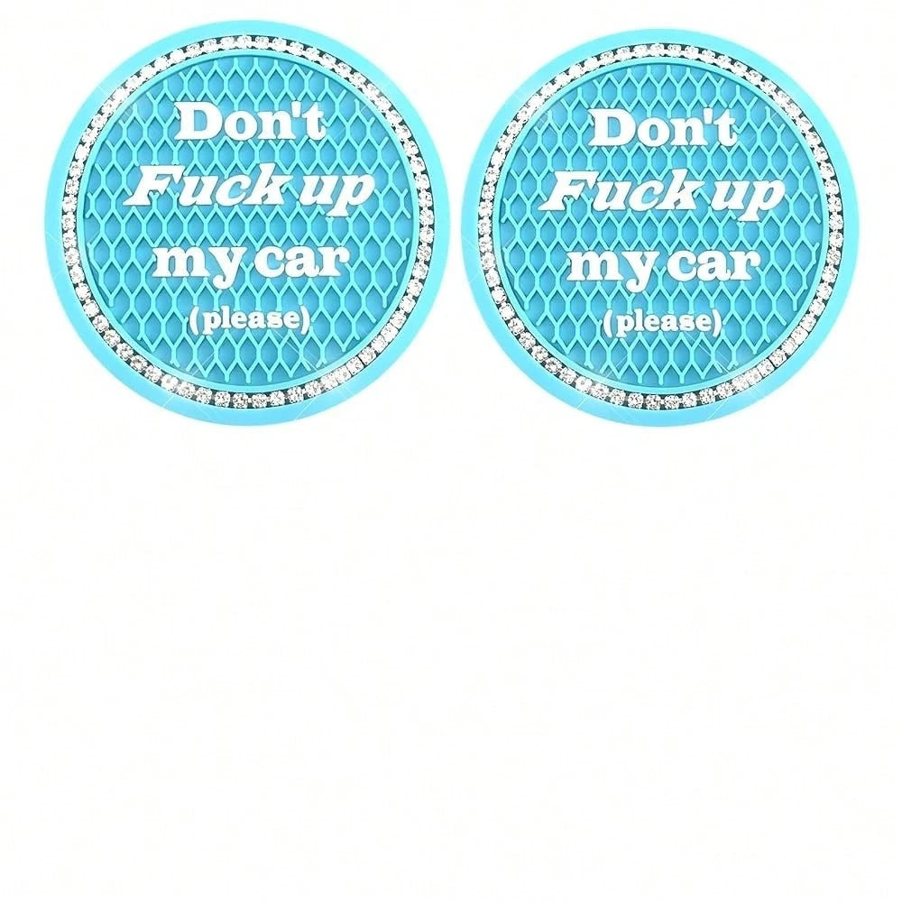 2 PCS Bling Car Cup Holder Coasters, 2.75 Inch Crystal Rhinestone Auto Cup Holder Mat Anti-Slip Drink Pad, Universal Vehicle Interior W
