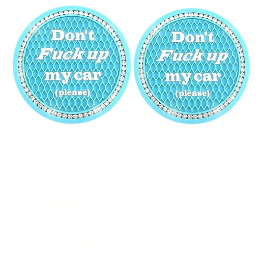 2 PCS Bling Car Cup Holder Coasters, 2.75 Inch Crystal Rhinestone Auto Cup Holder Mat Anti-Slip Drink Pad, Universal Vehicle Interior W