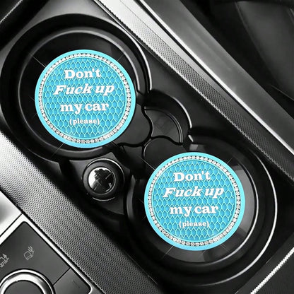 2 PCS Bling Car Cup Holder Coasters, 2.75 Inch Crystal Rhinestone Auto Cup Holder Mat Anti-Slip Drink Pad, Universal Vehicle Interior W