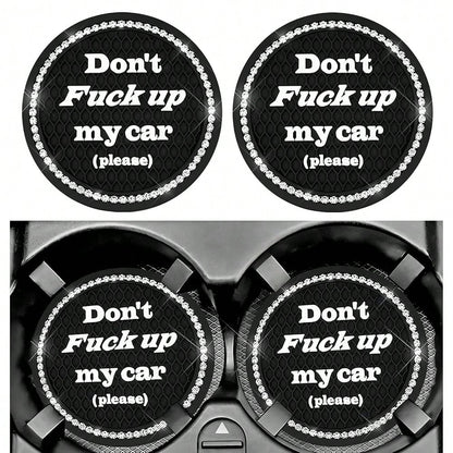 2 PCS Bling Car Cup Holder Coasters, 2.75 Inch Crystal Rhinestone Auto Cup Holder Mat Anti-Slip Drink Pad, Universal Vehicle Interior W