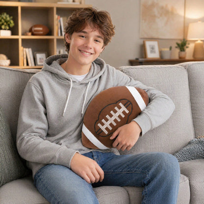2 Pcs Plush Basketball Baseball Football Rugby Pillow Soft Fluffy Sports Stuffed Throw Pillow Cute Ball Cushion For Bedroom Nursery Room Decoration(Football, 11.8 X 7.8 Inch)